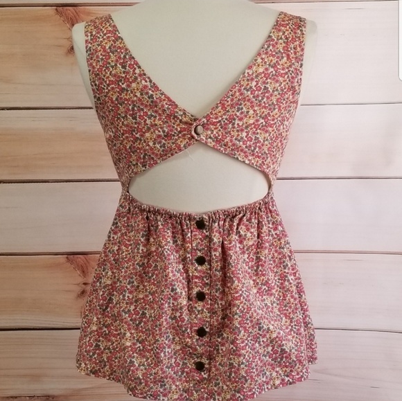 Tulle floral Open Back Cotton Top size small - Picture 3 of 8